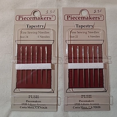 Agujas de coser finas para tapiz de piezas (paquete de 6, tamaño 22/24) Foto 1 de 4