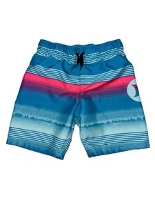 Hurley Boys’ Logo Swim Trunks Turquoise And Neon Pink Design Size 4 - Picture 1 of 4