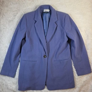 Chaqueta De Colección Firma Parisina Lana Mezcla Cachemira Azul Claro Púrpura Mujer Talla 6 - Imagen 1 de 12
