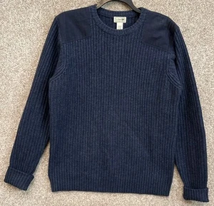 LL Bean Mens Blue Merino Wool Knit Commando Crewneck Sweater Size XLT Tall - Picture 1 of 11