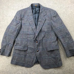 Vintage Pendleton Blazer Mens 44 Gray Wool Plaid Sport Coat Jacket USA 80s - Picture 1 of 13