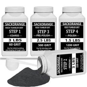 10 LBS Large Weight 4 Step Rock Tumbler Grit Kit, Tumbling Media Refill - Coa... - Picture 1 of 6