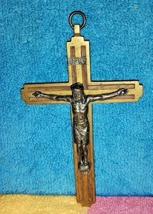 RARE 19th century pectoral cross - Ebony and, bronze gilt crucifix - Picture 1 of 4