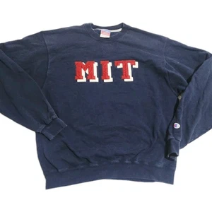 Sudadera De Colección Años 90 Y2K MIT Champion Cuello Redondo Grande L Letra Parche Rara - Imagen 1 de 9