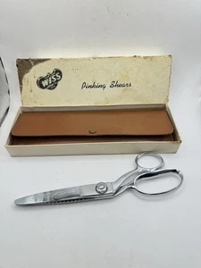 Vintage WISS PINKING SHEARS w/ Leather Case & Box - Picture 1 of 10