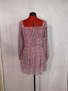 Princess Polly CARRILLO Womens Smocked Long Sleeve Floral MINI DRESS Size 4 D224 - Picture 1 of 13