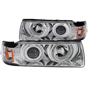 Juego de faros proyectores con lente transparente cromada G2 con halo para BMW 318i 1992-1998 - Imagen 1 de 3