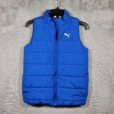 Puma Kids Puffer Vest Blue Full Zip Sleeveless Jacket Size M 10/12 - Image 1 of 4