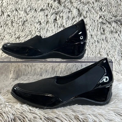 Zapatos de vestir East 5th EF EVARD negros brillantes con tacón de cuña sin cordones para mujer talla 6,5 NUEVO Foto 1 de 4