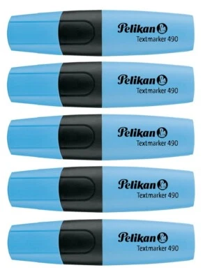 5 x Pelikan Textmarker Leuchtmarker 490 Highlighter 490 Marker 2 - 5 mm, blau - Bild 1 von 4