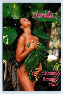 Cartolina Florida Turismo Sexy NATURALMENTE BELLA Coprifoglia Bruna c.1990 - Foto 1 di 2