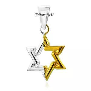 Colgante de plata esterlina 925 estrella judía de David joyería religiosa de dos tonos - Imagen 1 de 1