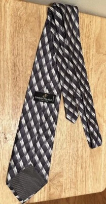 Corbata de seda gris de diseñador Carlo Palazzi estilo clásico Foto 1 de 3