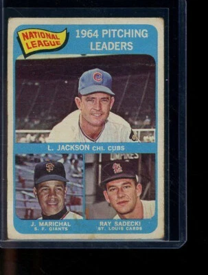 1965 Topps Baseball #10 NL PITCHING LEADERS, JUAN MARICHAL - Image 1 of 2