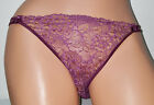 Vintage Purple Sheer Nylon Gold Lace Trim Sissy G-String Bikini Panties S