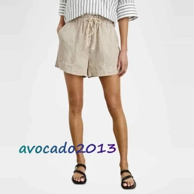 Pantalones Cortos Informales Rails Para Mujer Verano Jaspeado Lino Cintura Elástica Foster Pequeños Foto 1 de 4