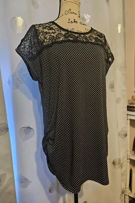 Monteau top LElegant French Style Polka Dot Black Laced W/Bow Could Be Maternity - Image 1 of 4