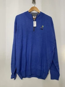 Peter Millar Crown Soft 1/4 Zip Sweater Men’s XXL Blue Merino Wool Silk NWT Logo - Picture 1 of 9