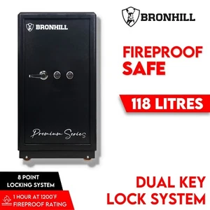 Bronhill 118L Fireproof Safe Box Dual Key Lock Security Fire Proof 96kg +S - Picture 1 of 8