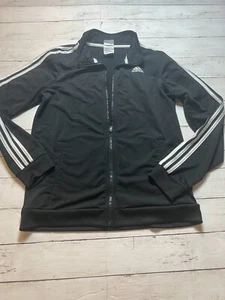 Adidas Boys Black Black Long Sleeve Full Zip Logo Casual Track Jacket Sz. XLarge - Picture 1 of 5