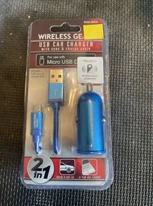 Wireless Gear Dual USB Car Charger With sync and charge cable #G0229 - Picture 1 of 2