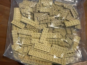 LEGO LOT OF 200+ TAN FLAT PLATES 2X2 2X3 2X4 2X6 2X8 2X10 2X12 2x14 2x16 - Picture 1 of 3