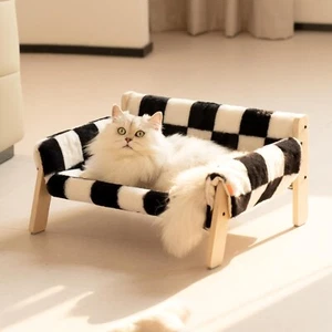 Mewoofun Large Cat Bed Sturdy Wooden Leg Raised Cat Sofa Bed Kitten Bed Indoor - Picture 1 of 8