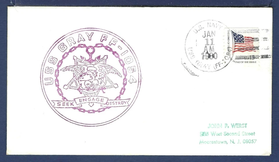 Cubierta naval sello fragata USS GRIS FF-1054 Foto 1 de 1