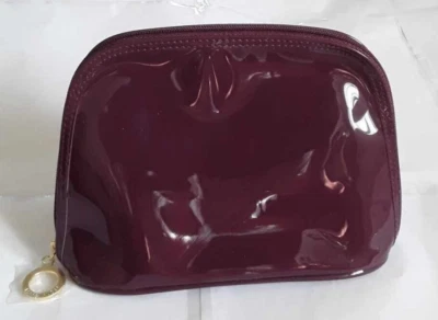Bolsa de cosméticos Estee Lauder púrpura, tirador de cremallera de latón, 7,5”x5,5”x2,25” nueva Foto 1 de 4