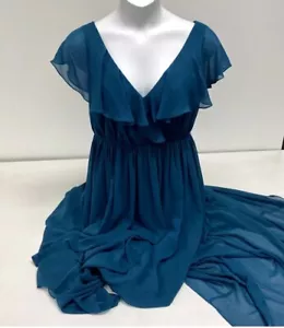 JJ’s House Teal Sleeveless Ruffled Fit & Flare Formal Dress Women Size Small-med - Picture 1 of 7
