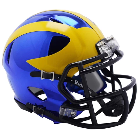 Riddell Michigan Wolverines Chrome Speed Mini Football Helmet Brand New In Box Cover