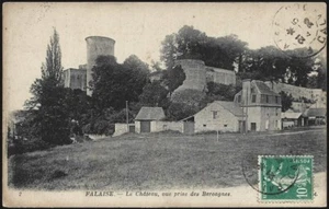 FALAISE 14 Château vu des Bercagnes CPA écrite à Mr Bourichou  à Chinon 4-5-1923 - Imagen 1 de 2