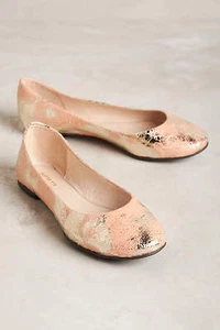 Sold Out Anthropologie All Black Muted Metallic Ballet Skimmers  pink, size 38  - Picture 1 of 5