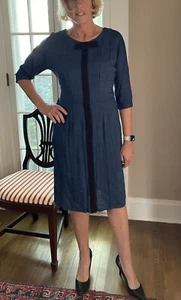 Vintage 1960s Blue Check Dress with Bow &Pocket, Needs Underarm Repair Size S/M - Picture 1 of 4