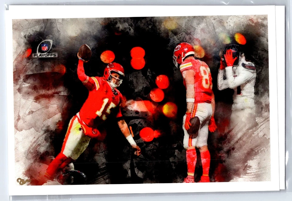 Patrick Mahomes Travis Kelce 4x6 Sketch Photo Print John Rudolph Signed - Image 1 of 1