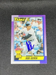 Bob Geren New York Yankees signiertes Autogramm 1990 Topps Karte #536 ~ Echtheitszertifikat - Bild 1 von 3