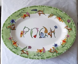 Disney Winnie the Pooh Bear 14" x 10" Oval Stoneware Serving Platter Plate - Picture 1 of 8