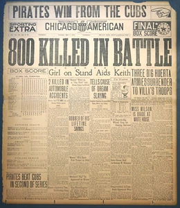 1914 Chicago Newspaper Front Page - Huerta's Armies Surrender to Pancho Villa - Picture 1 of 3
