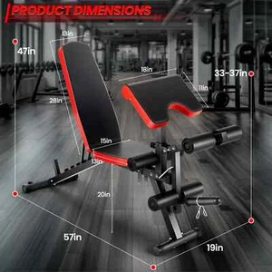 800lbs Adjustable Olympic Weight Bench w/Leg Extension&Preacher Curl Pad Nice-🎁 - Picture 1 of 9
