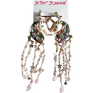 Betsey Johnson frangia unicorno perla imitazione cristallo e perline tono oro - Foto 1 di 5