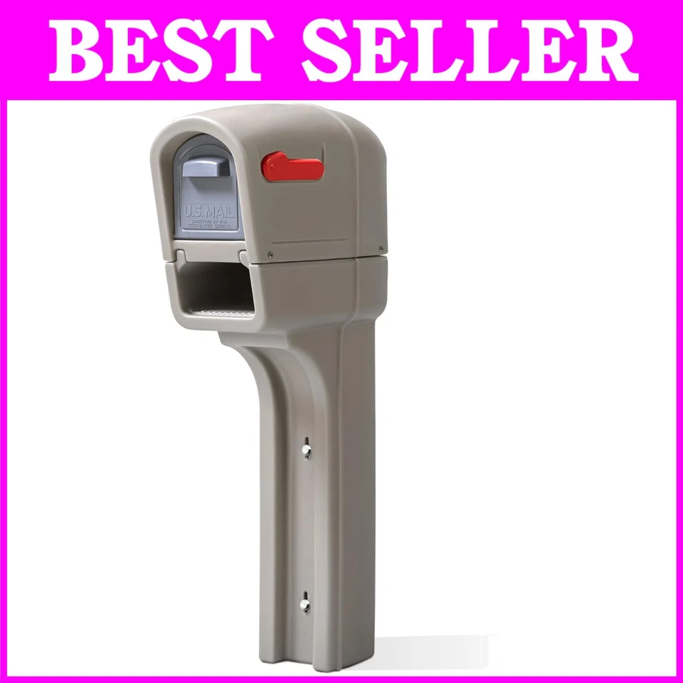 Buzón gris piedra fácil de instalar con soporte para periódico Foto 1 de 3