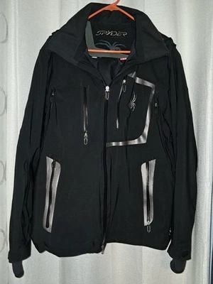 Chaqueta de esquí/snowboard Spyder Leader para hombre mediana negra reflectante usada en excelente estado con capucha Foto 1 de 4