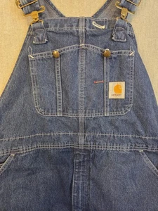 Carhartt® Bib Overalls Men's Workwear 40x30 Washed Denim Carpenter Pockets Clean - Picture 1 of 13