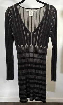 Max Studio Cuello en V Lápiz Bodycon Manga Larga Suéter Vestido Taupe, Gris Negro M Foto 1 de 4