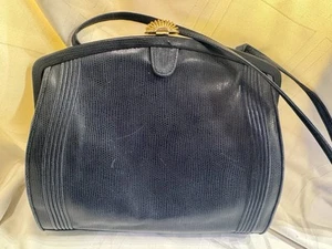 Vintage Jay Herbert Navy Crossbody Purse With Golden Clasp. - Picture 1 of 5
