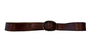Mossimo Brown Leather Belt Oval Brass Buckle BOHO Classic 1.5" Wide Size L - Picture 1 of 5