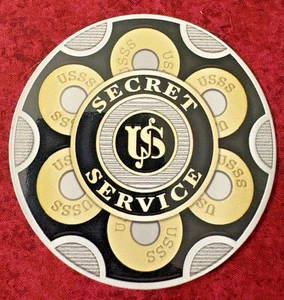 US SECRET SERVICE PATRONENMAGNET MIT VINTAGE STERN / 3 ZOLL / FLACH RUND - Bild 1 von 3