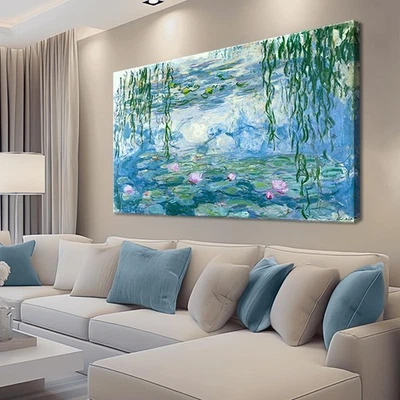 Arte de pared en lienzo Claude Monet - Impresión de obras de arte de pintura de nenúfares con marco... Foto 1 de 4