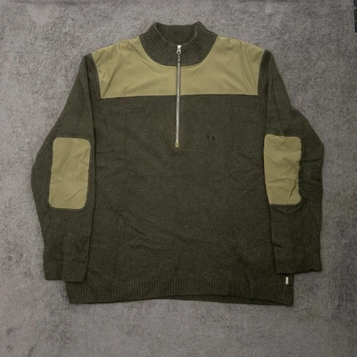 REI Co-op Men’s Wool Sweater Green Pullover 1/2 Zip Size XL Elbows Patches  - Image 1 of 4