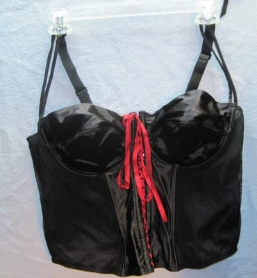 Corpete de malha Cacique espartilho renda WPL 12910 preto com cadarço fita vermelha tamanho 42 - Imagem 1 de 4